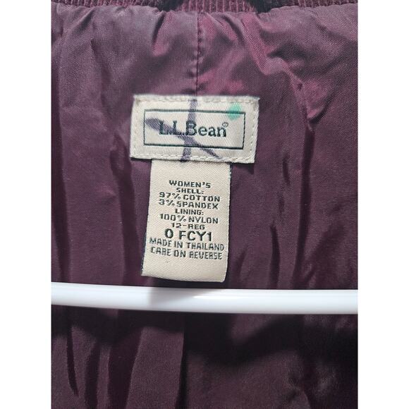 Vintage LL Bean Womens Corduroy Blazer Plum Burgundy Magenta Size 12 Reg 0 FCY 1 - Picture 2 of 5